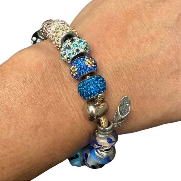 Pandora 925 ALE Sterling Silver Barrel Clasp Snake Chain  Charm Bracelet - Picture 8 of 13